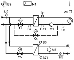 схема опалення з контролером Siemens RVD140