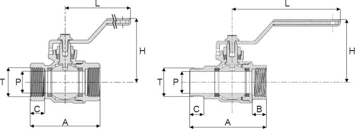 Размеры кранов шаровых Vir 340 / 343